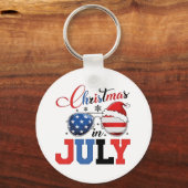 Kerstmis in juli Grappige Kerstman Xmas 4 juli Sleutelhanger (Voorkant)