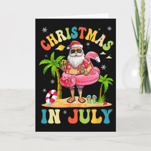 Kerstmis in juli Grappige Kerstman Zomer Strand Va Kaart