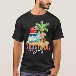 Kerstmis in juli grappige kerstman zomer strand va t-shirt