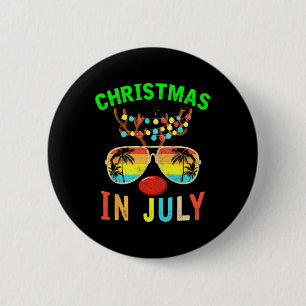 Kerstmis in juli Grappige rendier strand zomer Haw Ronde Button 5,7 Cm
