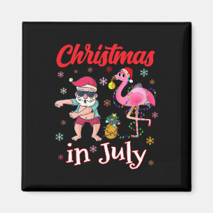 Kerstmis in juli Grappige Roze Flamingo Zomer Vaka Magneet