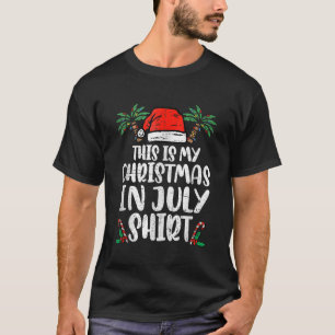 Kerstmis in juli Grappige Santa Hat Zomer Strand V T-shirt