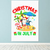 Kerstmis in juli Grappige Santa Hat Zonnebril Summ Canvas Afdruk (Insitu (Houten vloer))