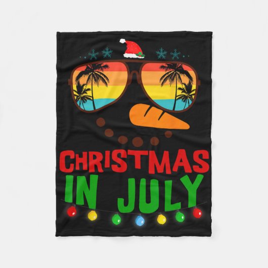 Kerstmis in juli Grappige Sneeuwman Beach Zomer Ha Fleece Deken (Voorkant)