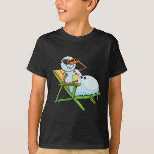 Kerstmis in juli Grappige Sneeuwman Strand Zomer H T-shirt