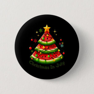 Kerstmis In Juli Grappige Watermeloen Kerstmis Zom Ronde Button 5,7 Cm