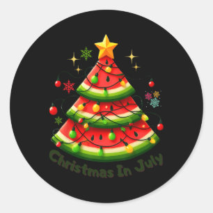 Kerstmis in juli Grappige Watermeloen Kerstmis Zom Ronde Sticker