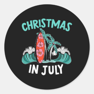 Kerstmis in juli Grappige zomer vakantie Tropisch Ronde Sticker