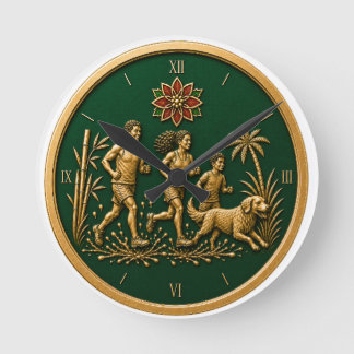 Kerstmis in juli groen en goud ronde klok
