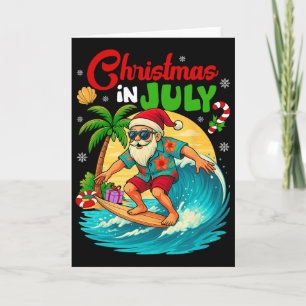 Kerstmis in juli Hawaï Kerstman surfen Zomer stran Kaart