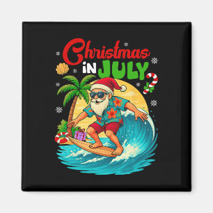 Kerstmis in juli Hawaï Kerstman surft Zomer strand Magneet