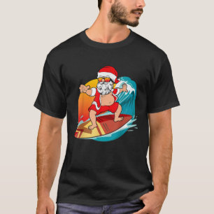 Kerstmis in juli Hawaiian Santa Surfing Mele Kali T-shirt