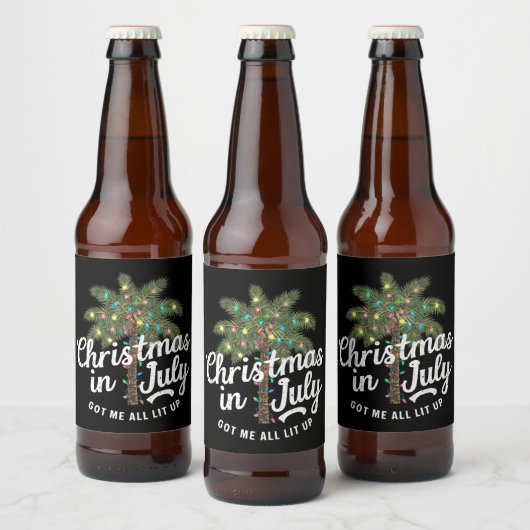 Kerstmis in juli heeft me helemaal verlicht bier etiket (Flessen)