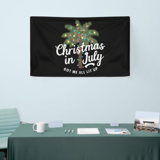 Kerstmis in juli heeft me helemaal verlicht spandoek (Beurs)