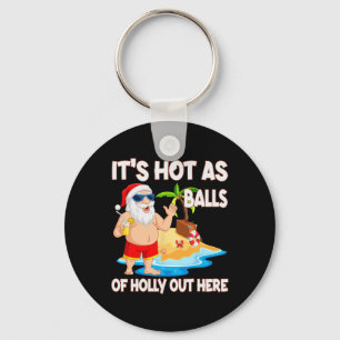 Kerstmis in juli Het is heet als grappige kerstman Sleutelhanger