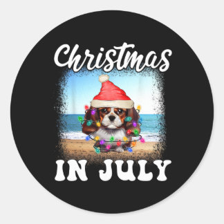 Kerstmis in juli hond Kerstmis liefhebber grappige Ronde Sticker