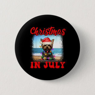Kerstmis in juli Hondenliefhebber Kerst Grappige Y Ronde Button 5,7 Cm
