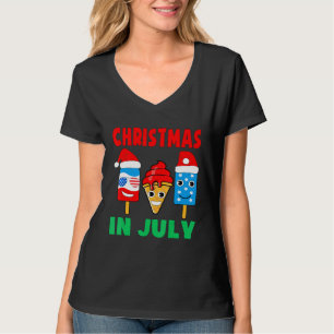 Kerstmis in juli Ice Cream Poppen in Santa Hat Kin T-shirt