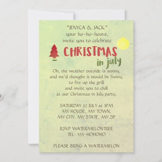 Kerstmis in juli kaart (Voorkant)