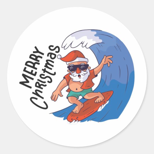 Kerstmis in juli Kaart Ronde Sticker (Voorkant)