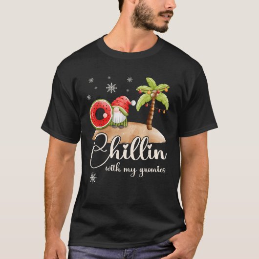 Kerstmis in juli kabouter op het strand in de zome t-shirt (Voorkant)
