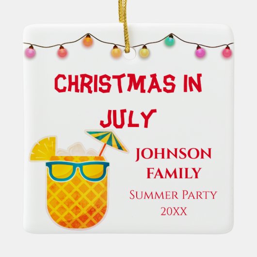 Kerstmis in juli keramisch ornament (Voorkant)