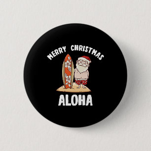 Kerstmis in juli Kerstman Aloha Hawaï Strand Zand Ronde Button 5,7 Cm