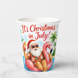 Kerstmis in juli Kerstman Flamingo Hawaiaans Plezi Papieren Bekers