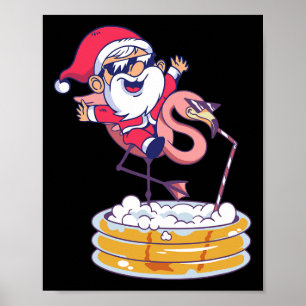 Kerstmis in juli Kerstman Flamingo Kerstmis Zomer Poster