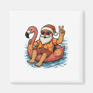 Kerstmis in juli Kerstman Flamingo Zomer Kerstmann Magneet