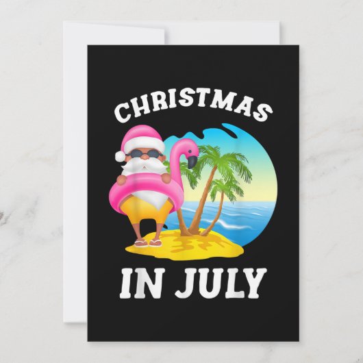 Kerstmis in juli kerstman flamingo zwembad zomer kaart (Voorkant)