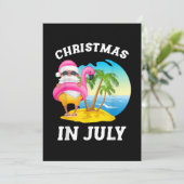 Kerstmis in juli kerstman flamingo zwembad zomer kaart (Staand voorkant)