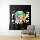 Kerstmis In Juli Kerstman Flamingo Zwembad Zomer Wandkleed (In situ)