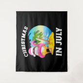 Kerstmis In Juli Kerstman Flamingo Zwembad Zomer Wandkleed (Voorkant)