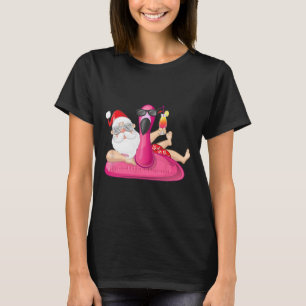 Kerstmis in juli Kerstman Hawaï Flamingo Zomer Vak T-shirt