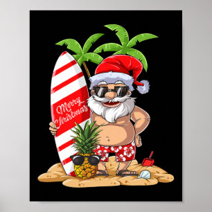 Kerstmis in juli Kerstman Hawaiaanse Surfing Cadea Poster