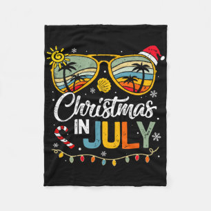 Kerstmis In Juli Kerstman Hoed Zonnebril Zomer Vak Fleece Deken