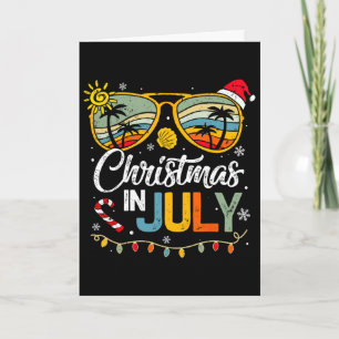 Kerstmis in juli kerstman hoed zonnebril zomer vak kaart