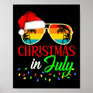Kerstmis in juli kerstman hoed zonnebril zomer vak poster