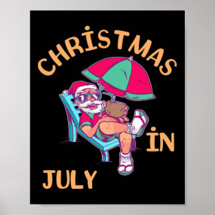 Kerstmis in juli Kerstman Kerststrand Hawaiaanse z Poster