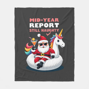 Kerstmis in juli Kerstman op eenhoorn zwembad drij Fleece Deken