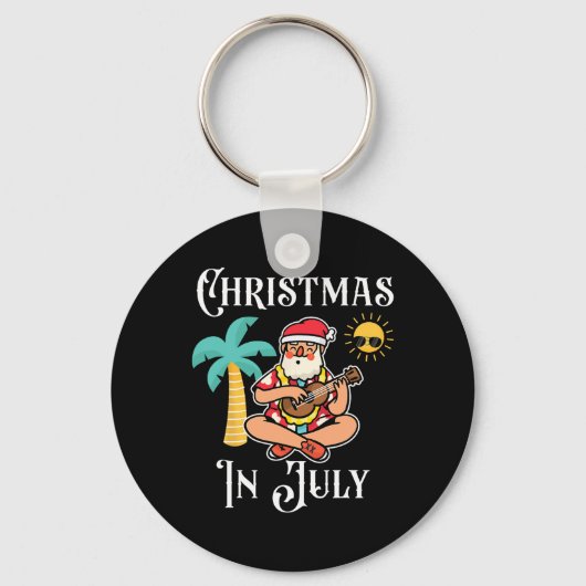 Kerstmis in juli Kerstman op het strand Onafhankel Sleutelhanger (Voorkant)