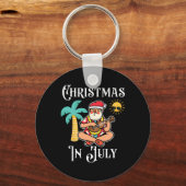 Kerstmis in juli Kerstman op het strand Onafhankel Sleutelhanger (Voorkant)