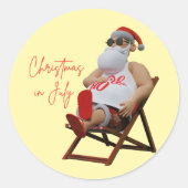Kerstmis in juli Kerstman Ronde Sticker (Voorkant)