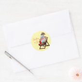 Kerstmis in juli Kerstman Ronde Sticker (Envelop)