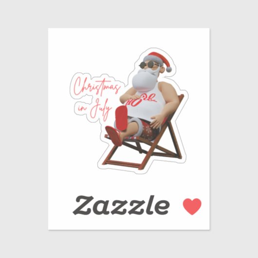 Kerstmis in juli Kerstman Sticker (Vel)