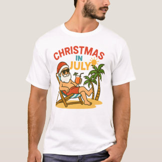 Kerstmis in juli Kerstman Strand Zomer T-shirt