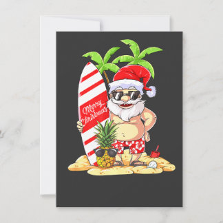 Kerstmis In Juli Kerstman Surfen Hawaiaanse Mannen Kaart