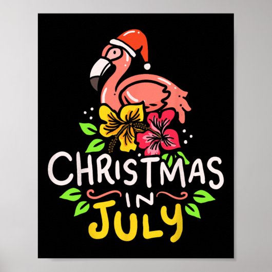 Kerstmis In Juli Kerstman Surfen Poster (Voorkant)