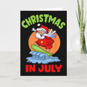 Kerstmis In Juli Kerstman Surfende Kinderen Peuter Kaart